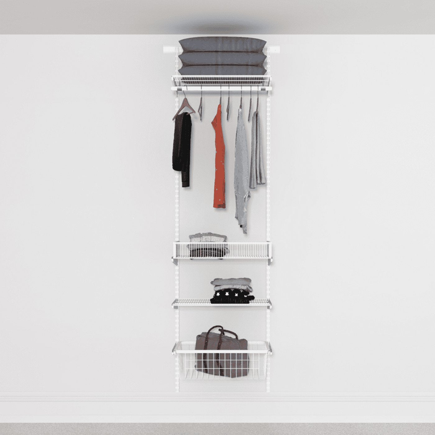 63cm Wide Open Wardrobe, 1 Basket, 2 Shelves, 1 Clothes Rail, 1 Pull Shelf - Storage Maker