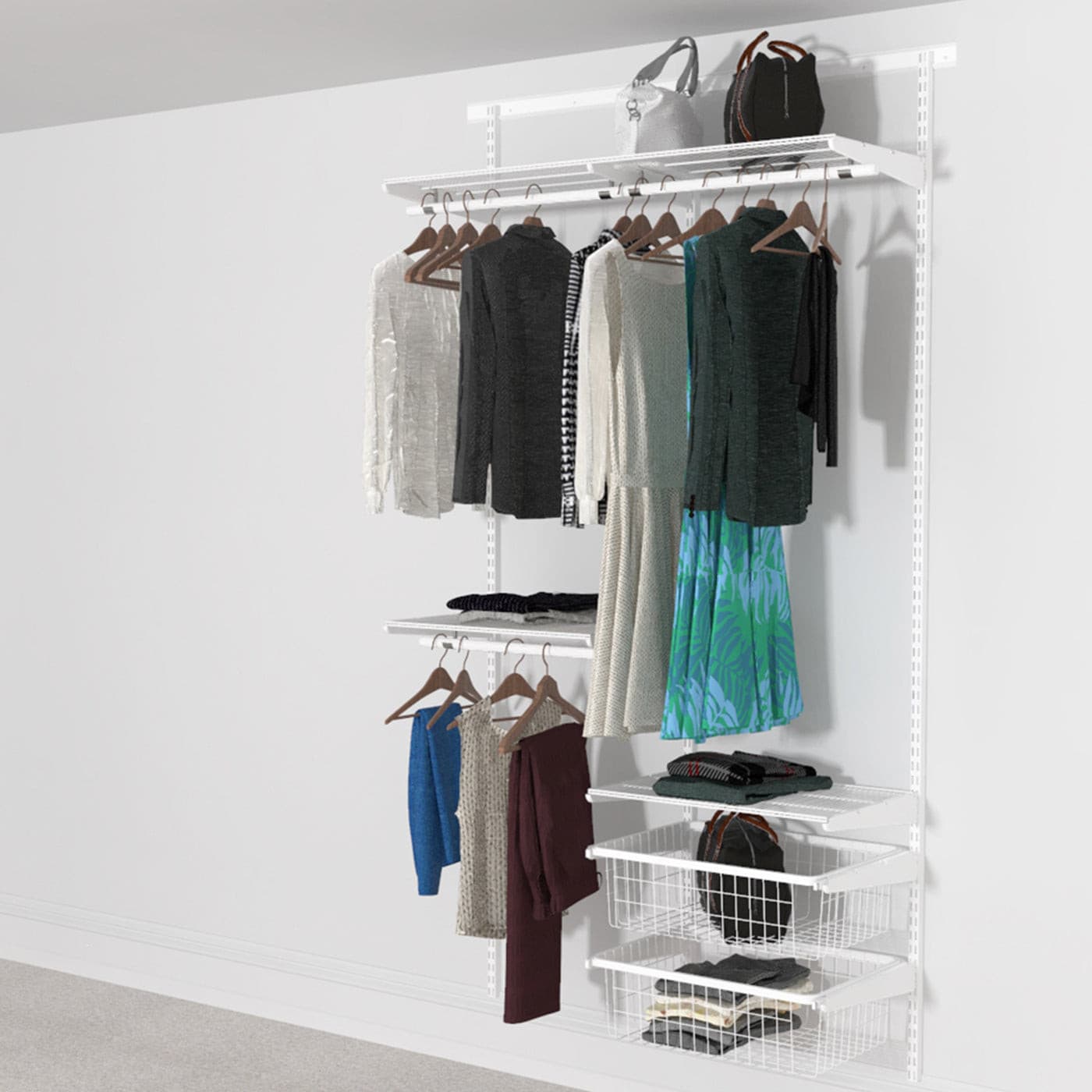 Open Wardrobe System with 2x Baskets 124cm (W) - Storage Maker