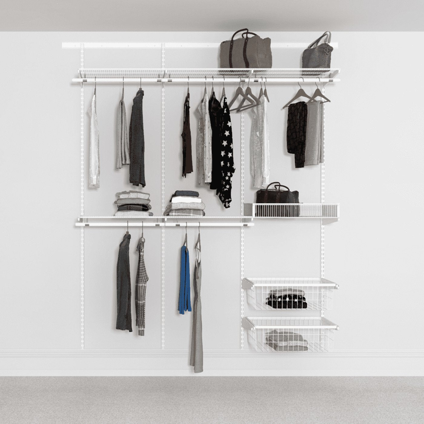 Open Wardrobe System with 2x Baskets 185cm (W) - Storage Maker