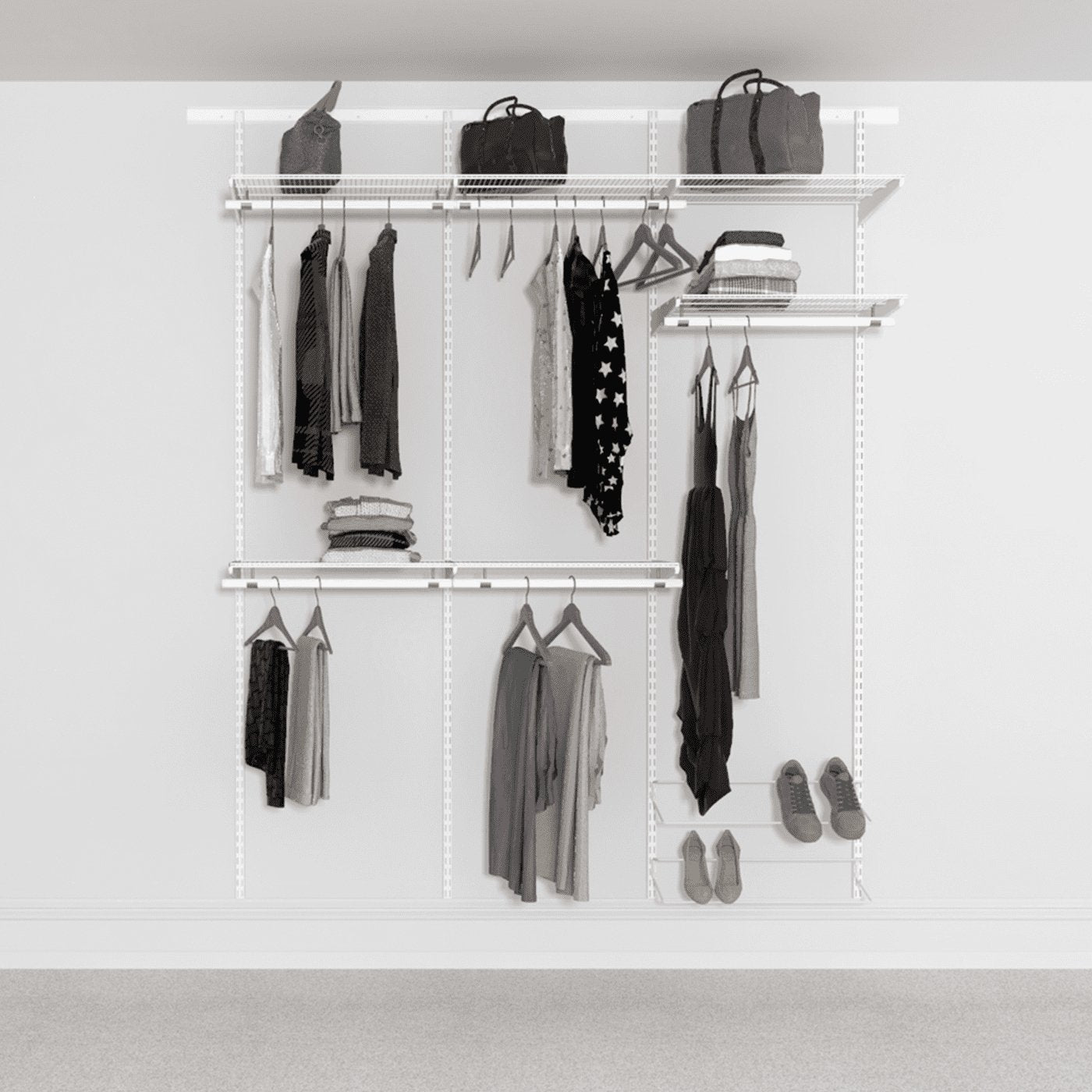 Open Wardrobe System with Shoe Storage 185cm (W) Static Shoe Shelf - Storage Maker