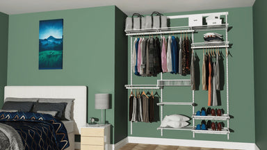 Open Wardrobe System with Shoe Storage and Extra Shelves 185cm (W) Pull Out Shoe Rack - Storage Maker