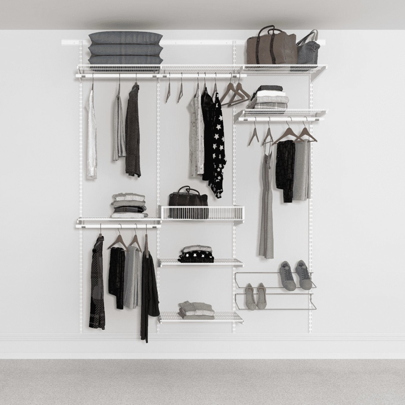 Open Wardrobe System with Shoe Storage and Extra Shelves 185cm (W) Static Shoe Shelf - Storage Maker