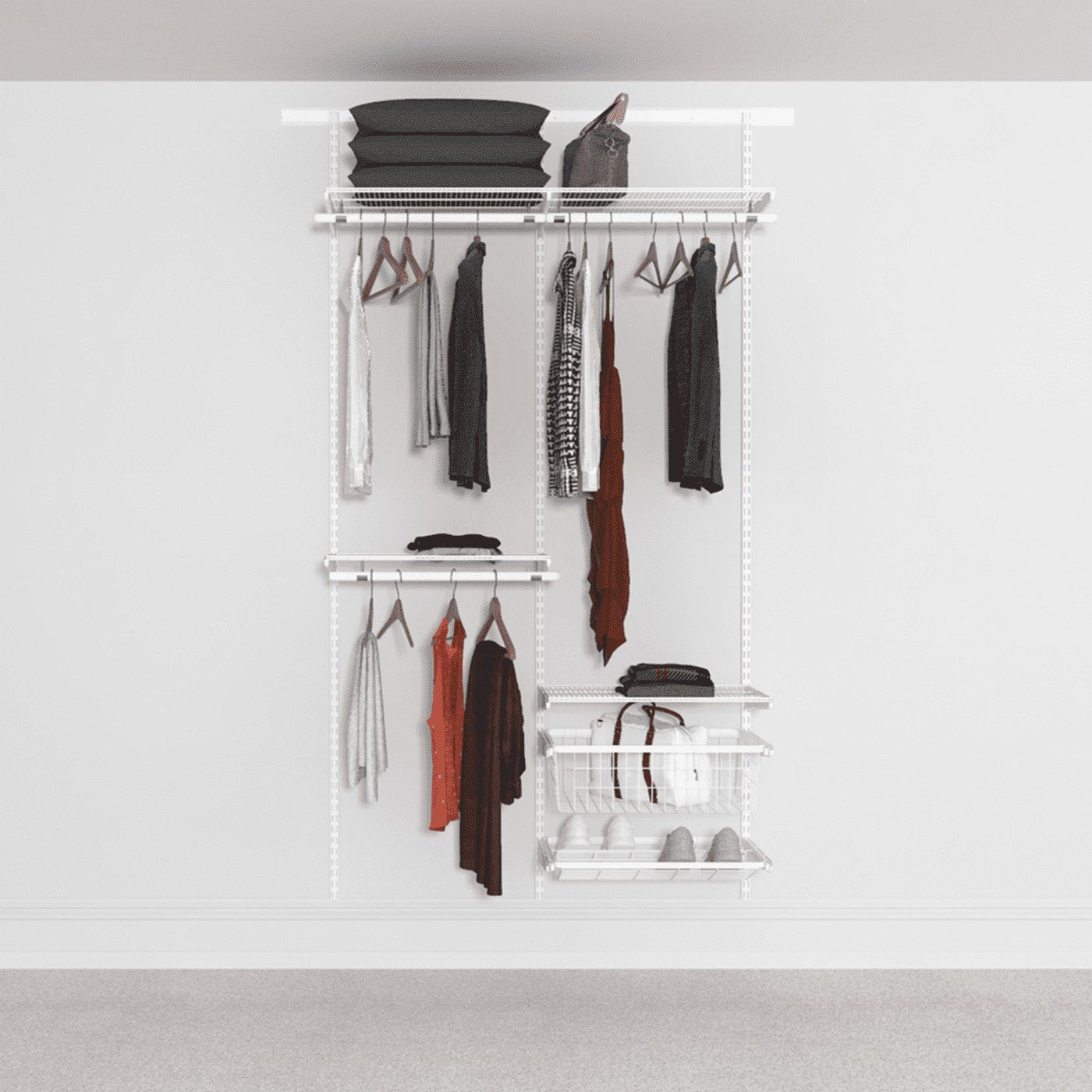 Open Wardrobe System with Shoe Storage & Basket 124cm (W) Pull Out Shoe Rack - Storage Maker