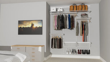 Open Wardrobe System with Shoe Storage & Baskets 185cm (W) Static Shoe Shelf - Storage Maker