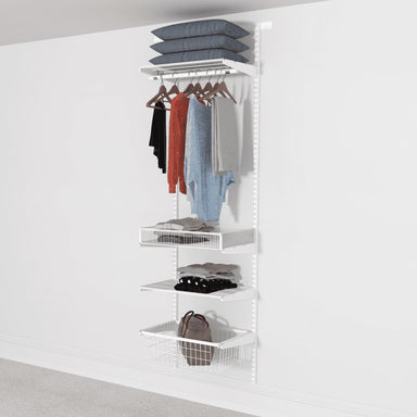 63cm Wide Open Wardrobe, 1 Basket, 2 Shelves, 1 Clothes Rail, 1 Pull Shelf - Storage Maker