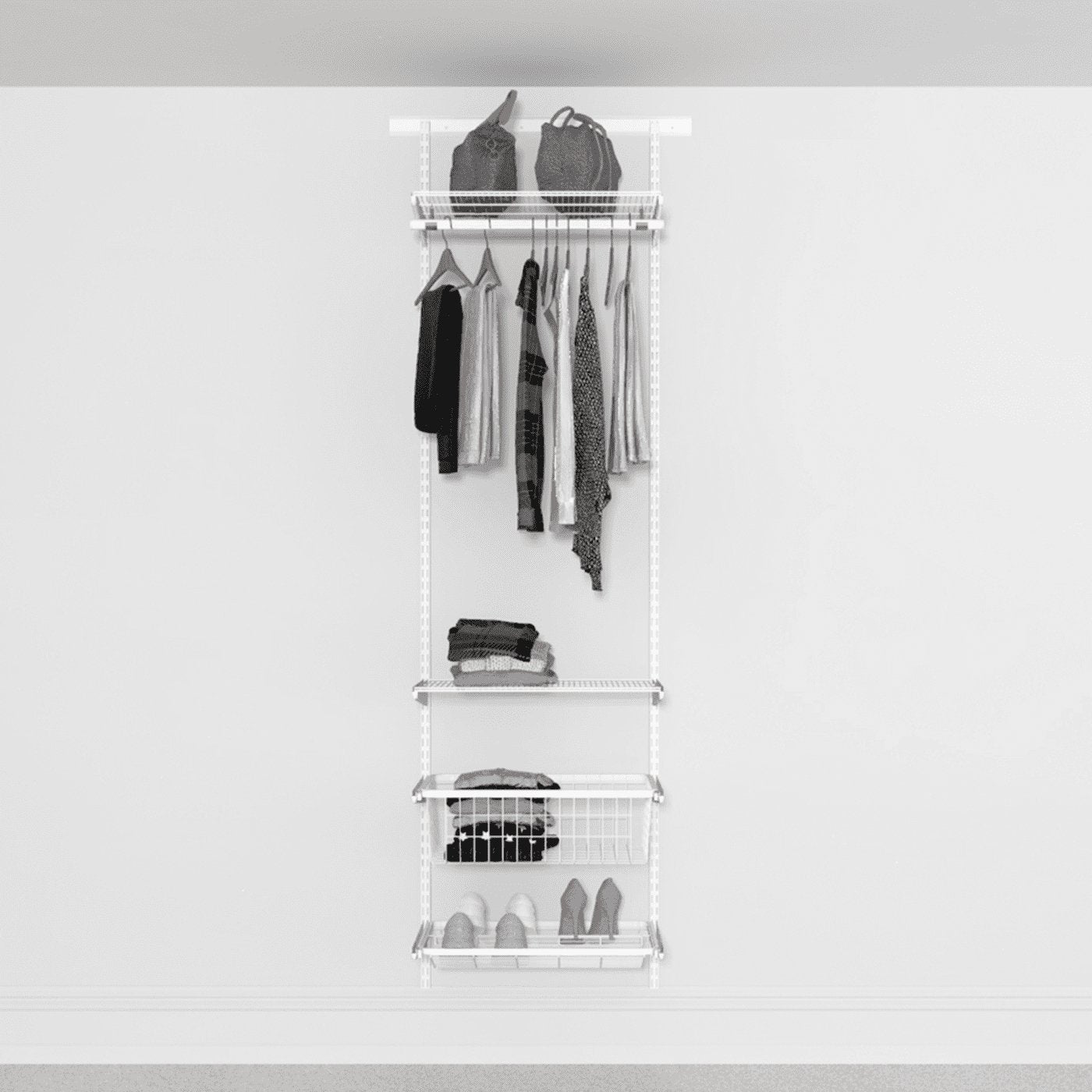63cm Wide Open Wardrobe, 1 Basket, 2 Shelves, 1 Clothes Rail, 1 Pull Shoe Rack - Storage Maker