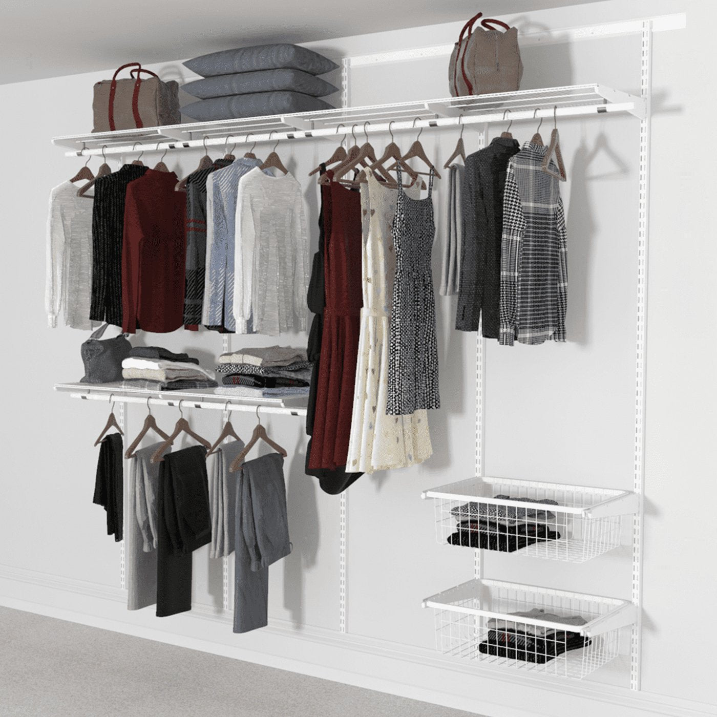 Open Wardrobe System with 2x Baskets 246cm (W) - Storage Maker