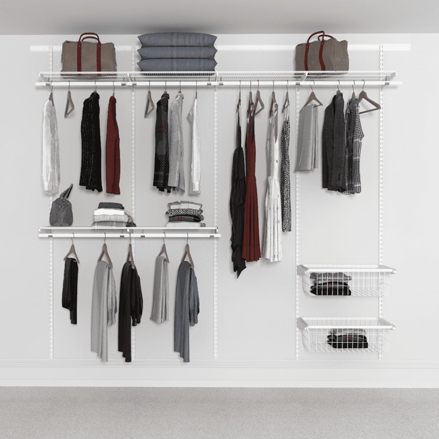 Open Wardrobe System with 2x Baskets 246cm (W) - Storage Maker