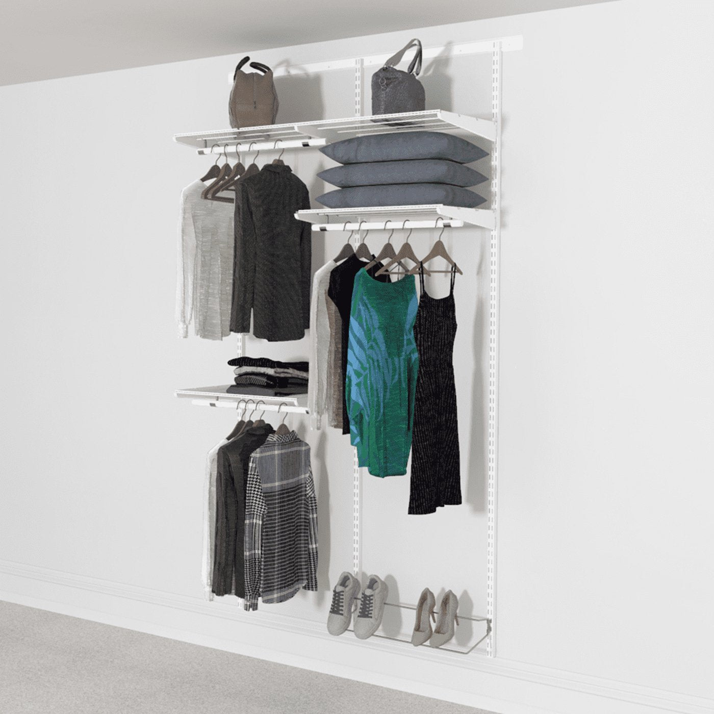 Open Wardrobe System with Shoe Storage 124cm (W) Static Shoe Shelf - Storage Maker