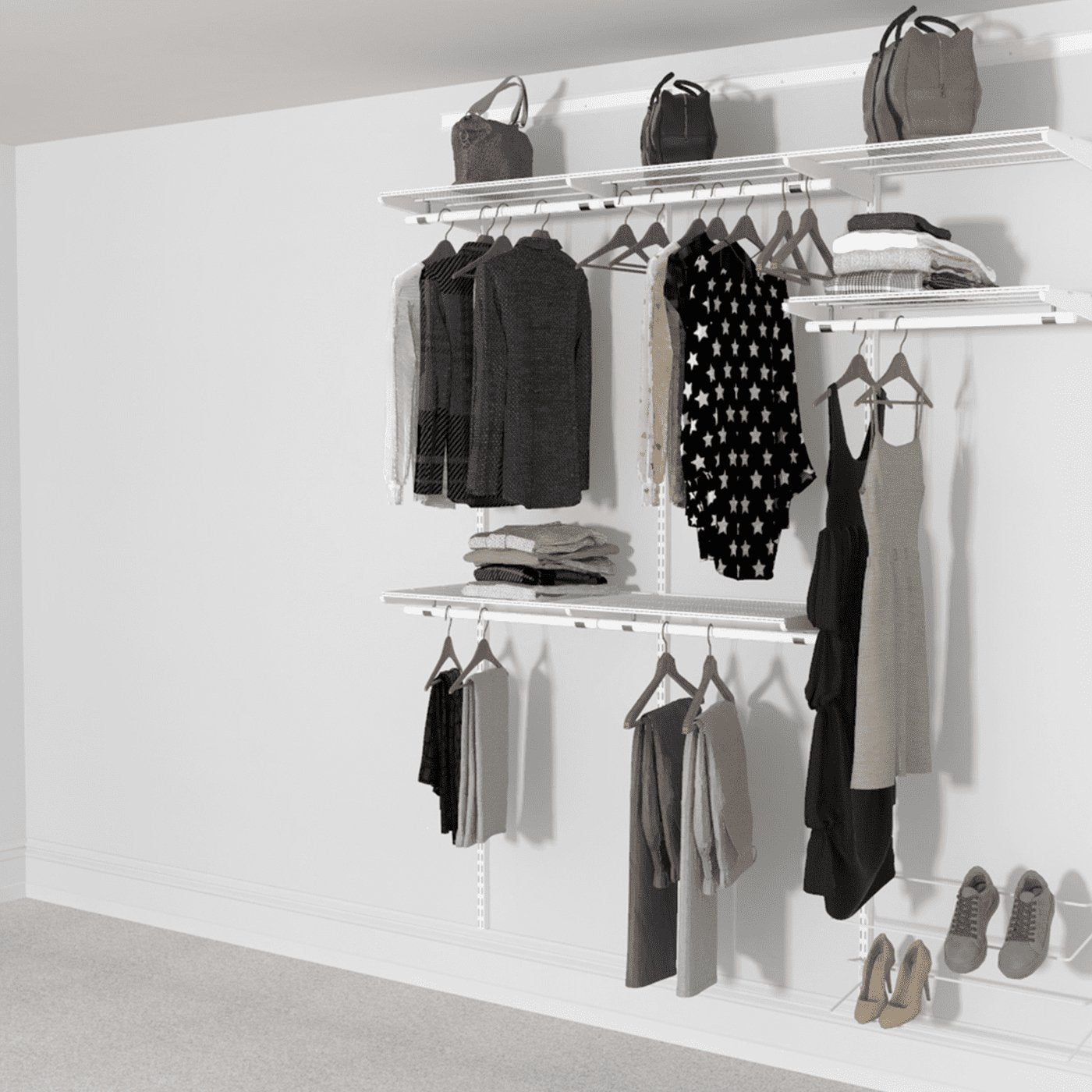 Open Wardrobe System with Shoe Storage 185cm (W) Static Shoe Shelf - Storage Maker