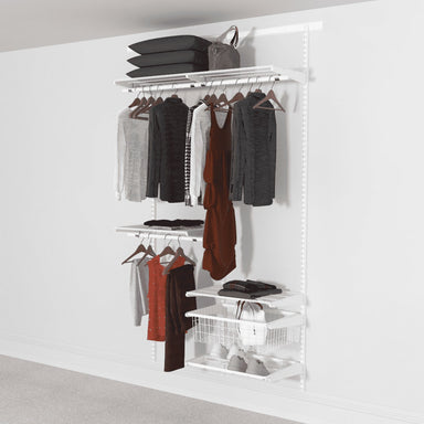 Open Wardrobe System with Shoe Storage & Basket 124cm (W) Pull Out Shoe Rack - Storage Maker