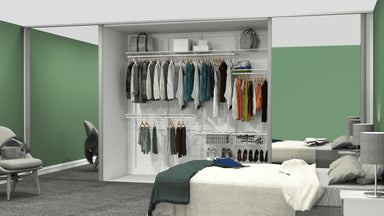 Open Wardrobe System with Shoe Storage & Baskets 246cm (W) Wire Shoe Shelf - Storage Maker